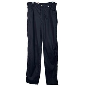 Escada Black Straight Leg High Waisted Embroidered Logo Casual Pants 38 M